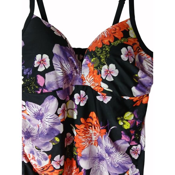 Swim Cacique Womens Tankini Swim Top Floral Multicolor Size 44DDD Padded Cups - Picture 3 of 13